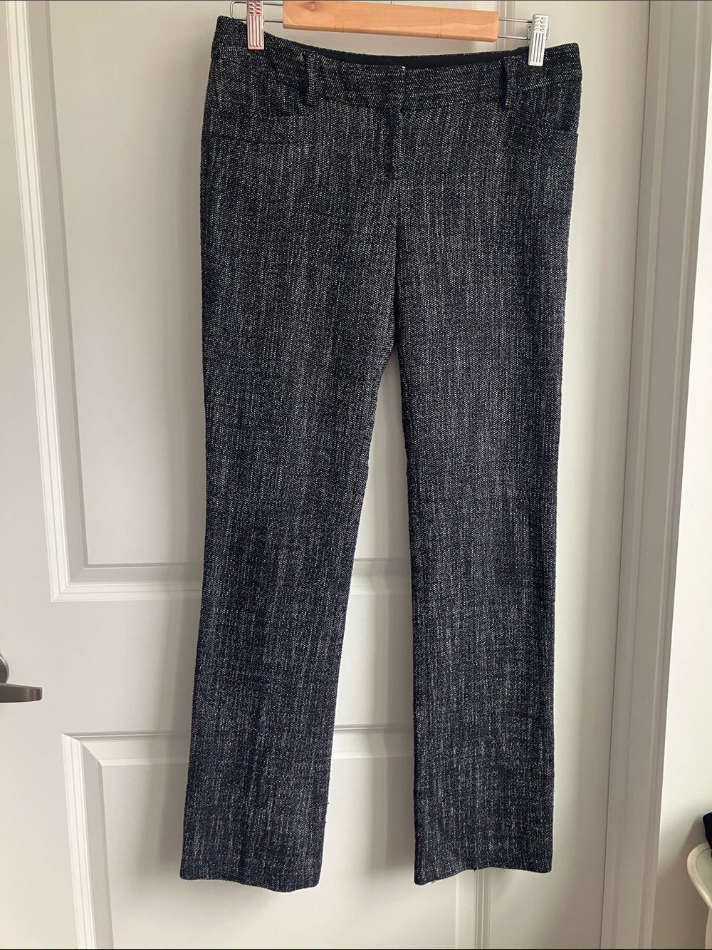 Express Women's Charcoal Textured Straight-Leg Trousers